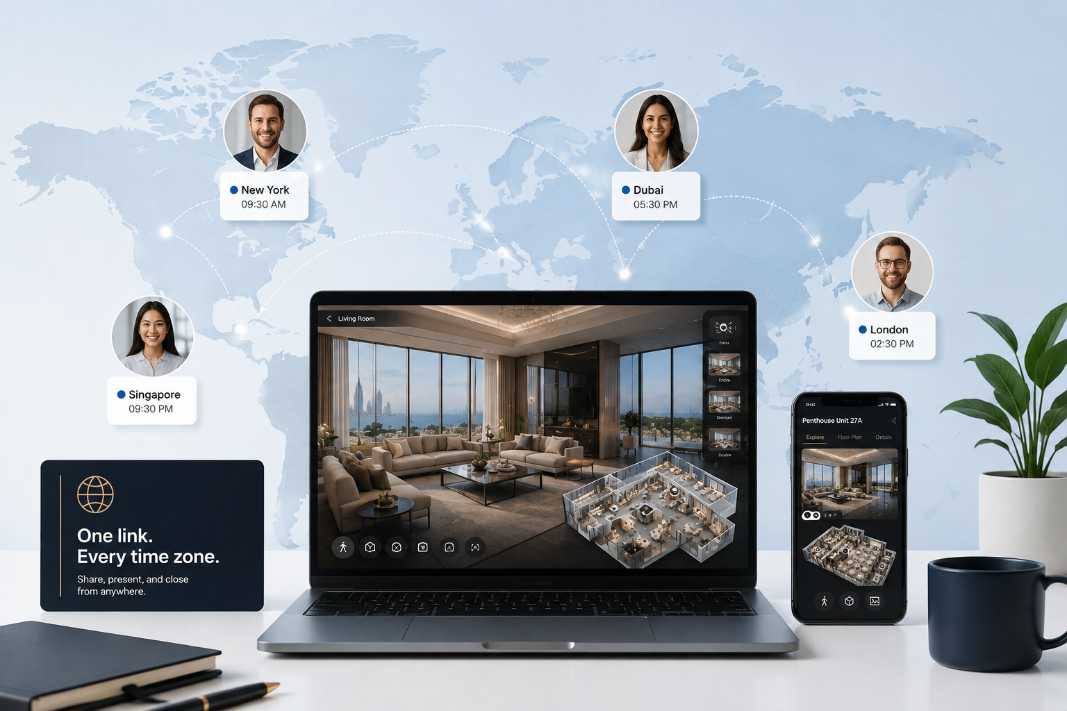 Immersive showroom link shared by international sales teams